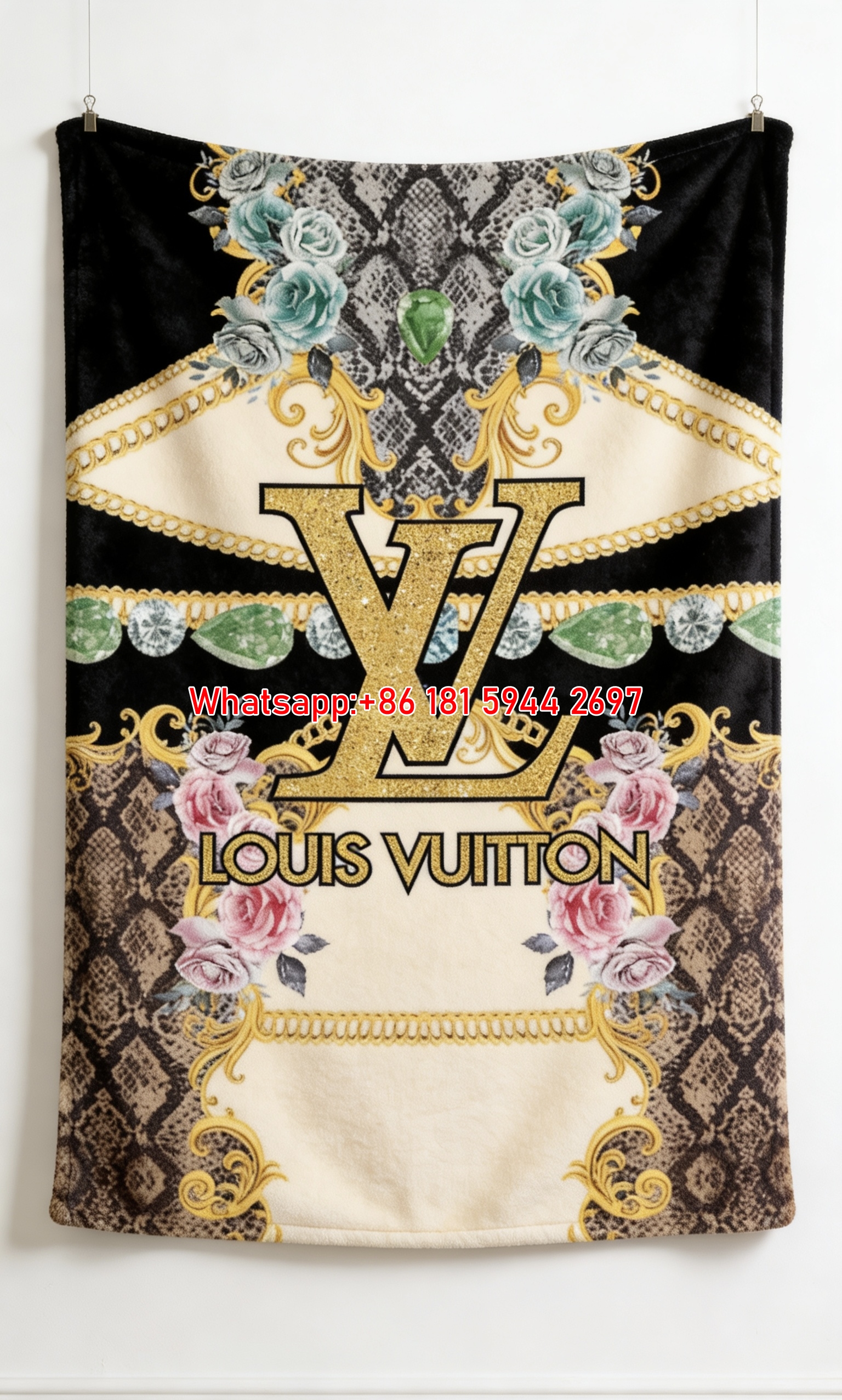 LV Glam Floral Blanket Snake & Floral LV Throw IMG_3343